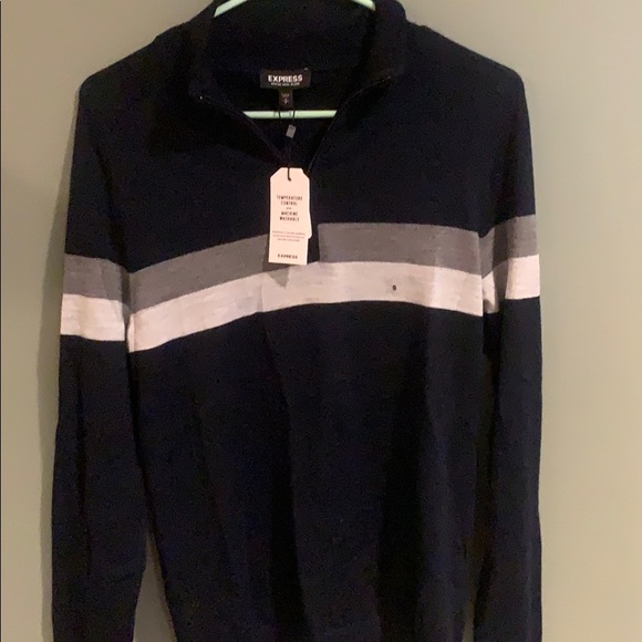 Express small merino wool blend sweater NEW blue white - Picture 1 of 3